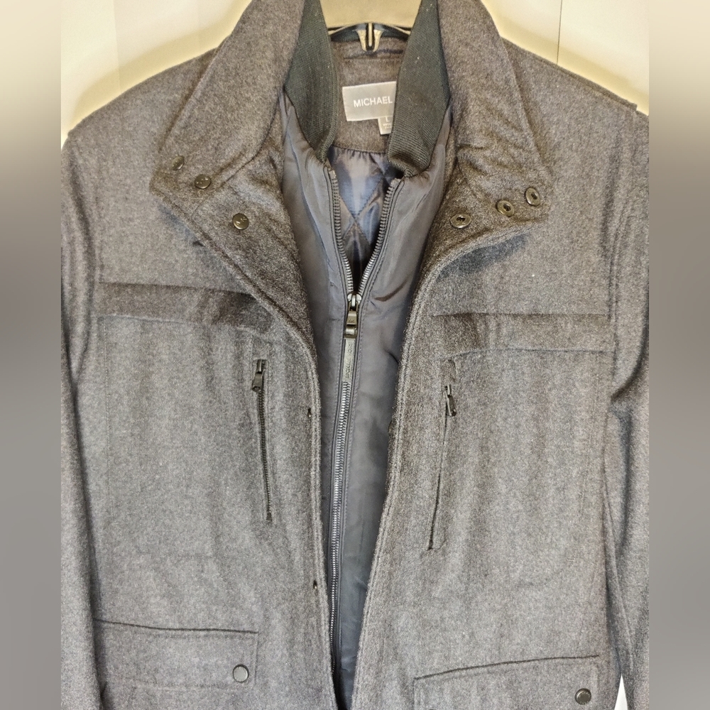 Michael Kors Black Pea Coat Size L - Picture 2 of 5